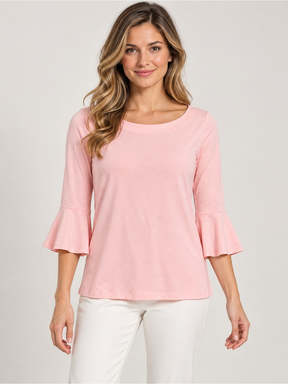 Lilly Pulitzer Pink Ruffle Cuff Three Quarter Sleeve Top Size S - Picture 2 of 11